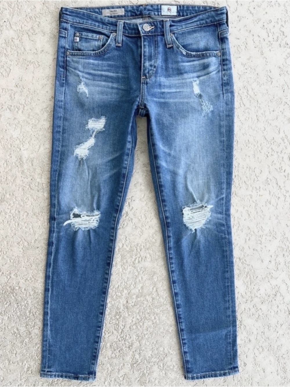 Womens Ag Jeans Size 26 Stilt Cigarette Leg Skinny Distressed Ripped destroyed